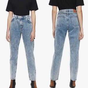 Anine Bing Florence Blue Skye High Waist Straight Leg Cotton Jeans Womens Sz 24